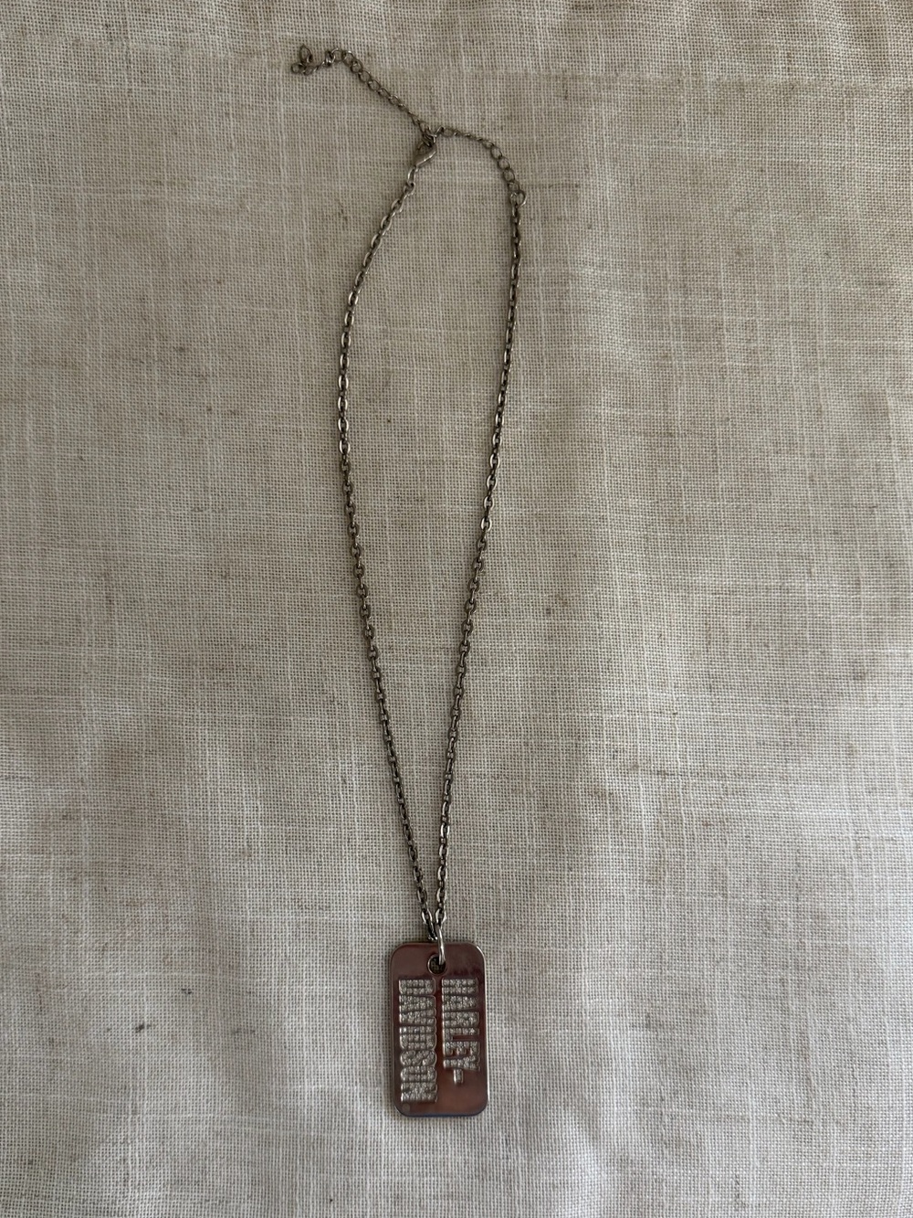 Harley Davidson Dog Tag Pendent Silver Rhinestone Necklace